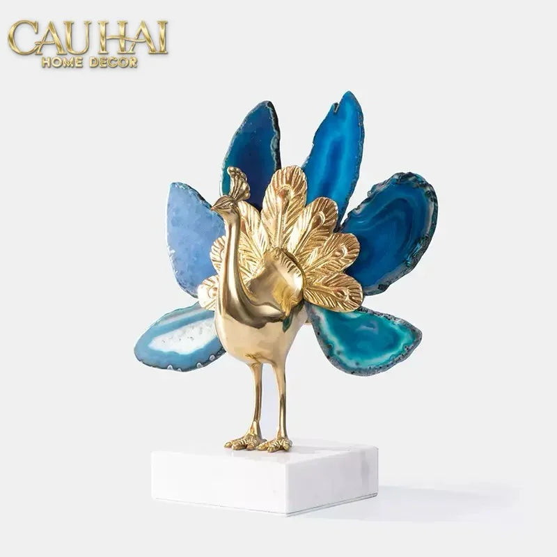 Maison Couture - Tượng Đồng Mã Não Khổng Tước Brasson Onyx Paon The Vanity Of Hera-TƯỢNG TRANG TRÍ-CẬU HAI HOME DECOR