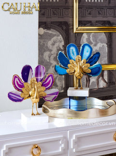Maison Couture - Tượng Đồng Mã Não Khổng Tước Brasson Onyx Paon The Vanity Of Hera-TƯỢNG TRANG TRÍ-CẬU HAI HOME DECOR