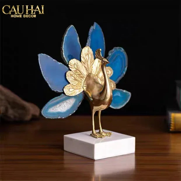Maison Couture - Tượng Đồng Mã Não Khổng Tước Brasson Onyx Paon The Vanity Of Hera-TƯỢNG TRANG TRÍ-CẬU HAI HOME DECOR