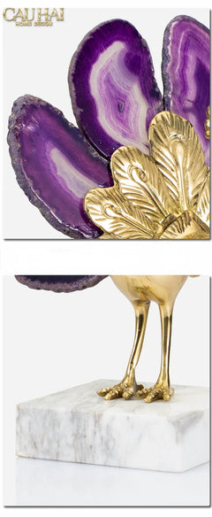 Maison Couture - Tượng Đồng Mã Não Khổng Tước Brasson Onyx Paon The Vanity Of Hera-TƯỢNG TRANG TRÍ-CẬU HAI HOME DECOR