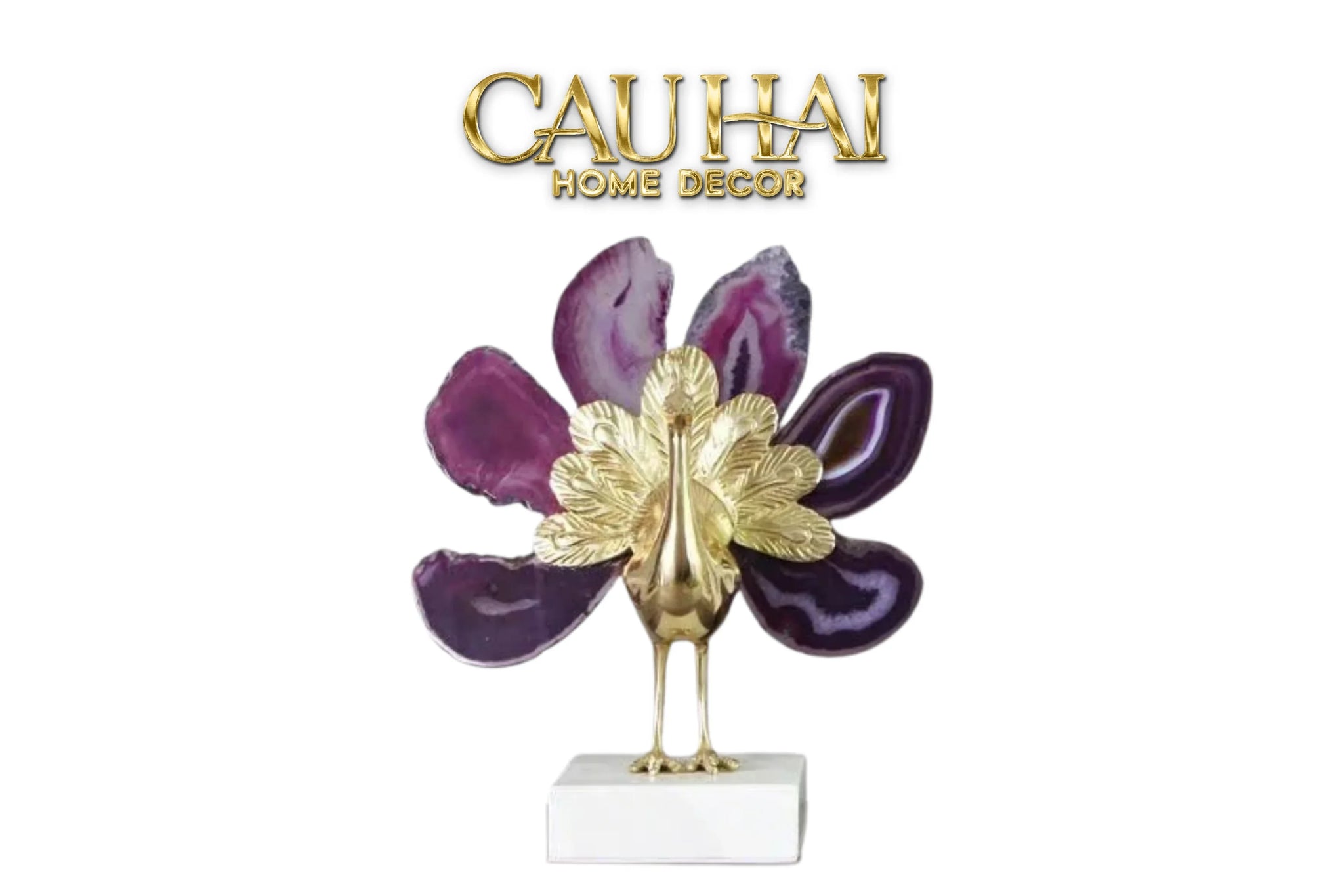 Maison Couture - Tượng Đồng Mã Não Khổng Tước Brasson Onyx Paon The Vanity Of Hera-TƯỢNG TRANG TRÍ-CẬU HAI HOME DECOR