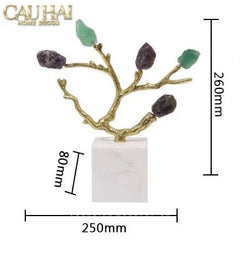 Maison Couture - Tượng Đồng Nhánh Cây Đá Thạch Anh Amethyst Aventurine Tree of Fortune 25x8x26-TƯỢNG TRANG TRÍ-CẬU HAI HOME DECOR