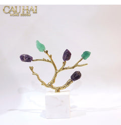 Maison Couture - Tượng Đồng Nhánh Cây Đá Thạch Anh Amethyst Aventurine Tree of Fortune 25x8x26-TƯỢNG TRANG TRÍ-CẬU HAI HOME DECOR