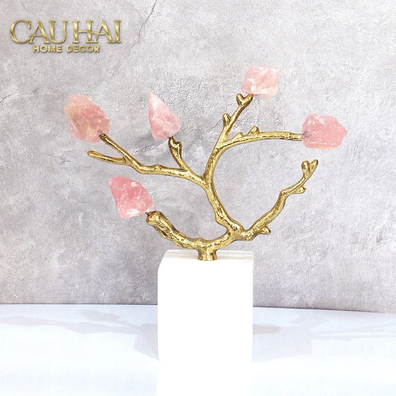 Maison Couture - Tượng Đồng Nhánh Cây Đá Thạch Anh Amethyst Aventurine Tree of Fortune 25x8x26-TƯỢNG TRANG TRÍ-CẬU HAI HOME DECOR