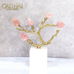 Maison Couture - Tượng Đồng Nhánh Cây Đá Thạch Anh Amethyst Aventurine Tree of Fortune 25x8x26-TƯỢNG TRANG TRÍ-CẬU HAI HOME DECOR
