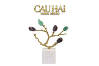 Maison Couture - Tượng Đồng Nhánh Cây Đá Thạch Anh Amethyst Aventurine Tree of Fortune 25x8x26-TƯỢNG TRANG TRÍ-CẬU HAI HOME DECOR