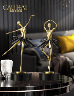 Maison Couture - Tượng Đồng Pha Lê Cô Gái Ballet Golden Ballerina Continental 10x30-TƯỢNG TRANG TRÍ-CẬU HAI HOME DECOR