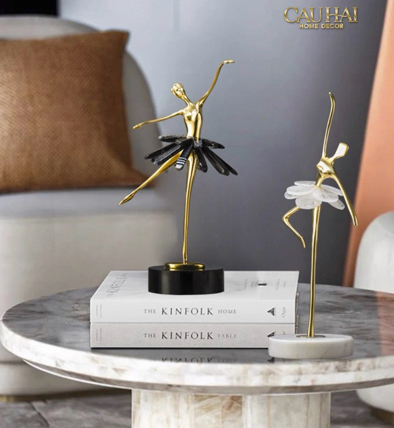 Maison Couture - Tượng Đồng Pha Lê Cô Gái Ballet Golden Ballerina Continental 10x30-TƯỢNG TRANG TRÍ-CẬU HAI HOME DECOR