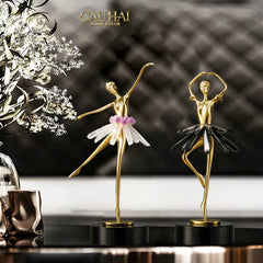 Maison Couture - Tượng Đồng Pha Lê Cô Gái Ballet Golden Ballerina Continental 10x30-TƯỢNG TRANG TRÍ-CẬU HAI HOME DECOR