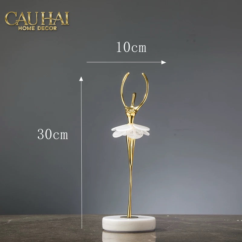 Maison Couture - Tượng Đồng Pha Lê Cô Gái Ballet Golden Ballerina Continental 10x30-TƯỢNG TRANG TRÍ-CẬU HAI HOME DECOR