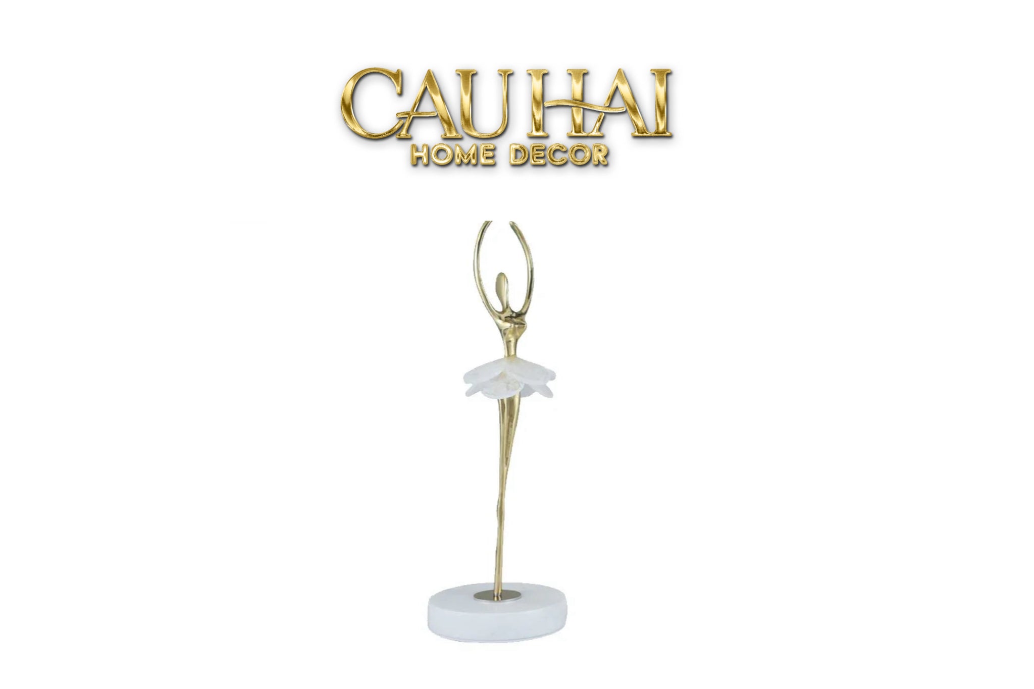 Maison Couture - Tượng Đồng Pha Lê Cô Gái Ballet Golden Ballerina Continental 10x30-TƯỢNG TRANG TRÍ-CẬU HAI HOME DECOR