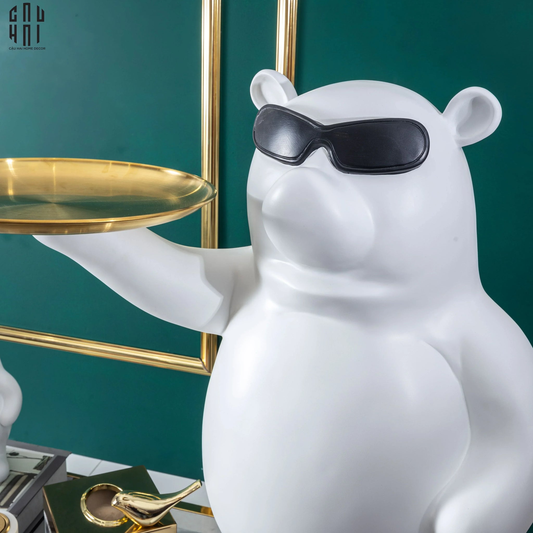 Maison Couture - Tượng Gấu Đeo Kính Bear in Black - Big Boss Bear 45x68-TƯỢNG TRANG TRÍ-CẬU HAI HOME DECOR