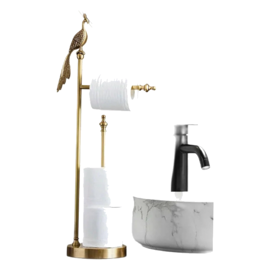 Maison Couture - Tượng Giá Treo Khăn Khổng Tước Bằng Đồng Royale Paon Bathroom Vanity 16x67-TƯỢNG TRANG TRÍ-CẬU HAI HOME DECOR