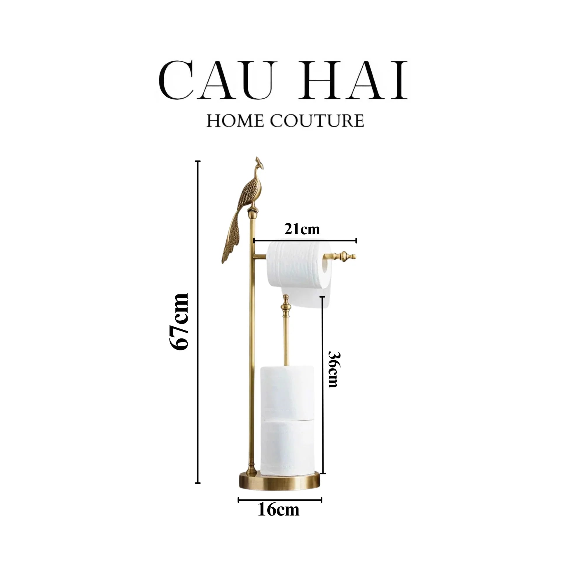 Maison Couture - Tượng Giá Treo Khăn Khổng Tước Bằng Đồng Royale Paon Bathroom Vanity 16x67-TƯỢNG TRANG TRÍ-CẬU HAI HOME DECOR