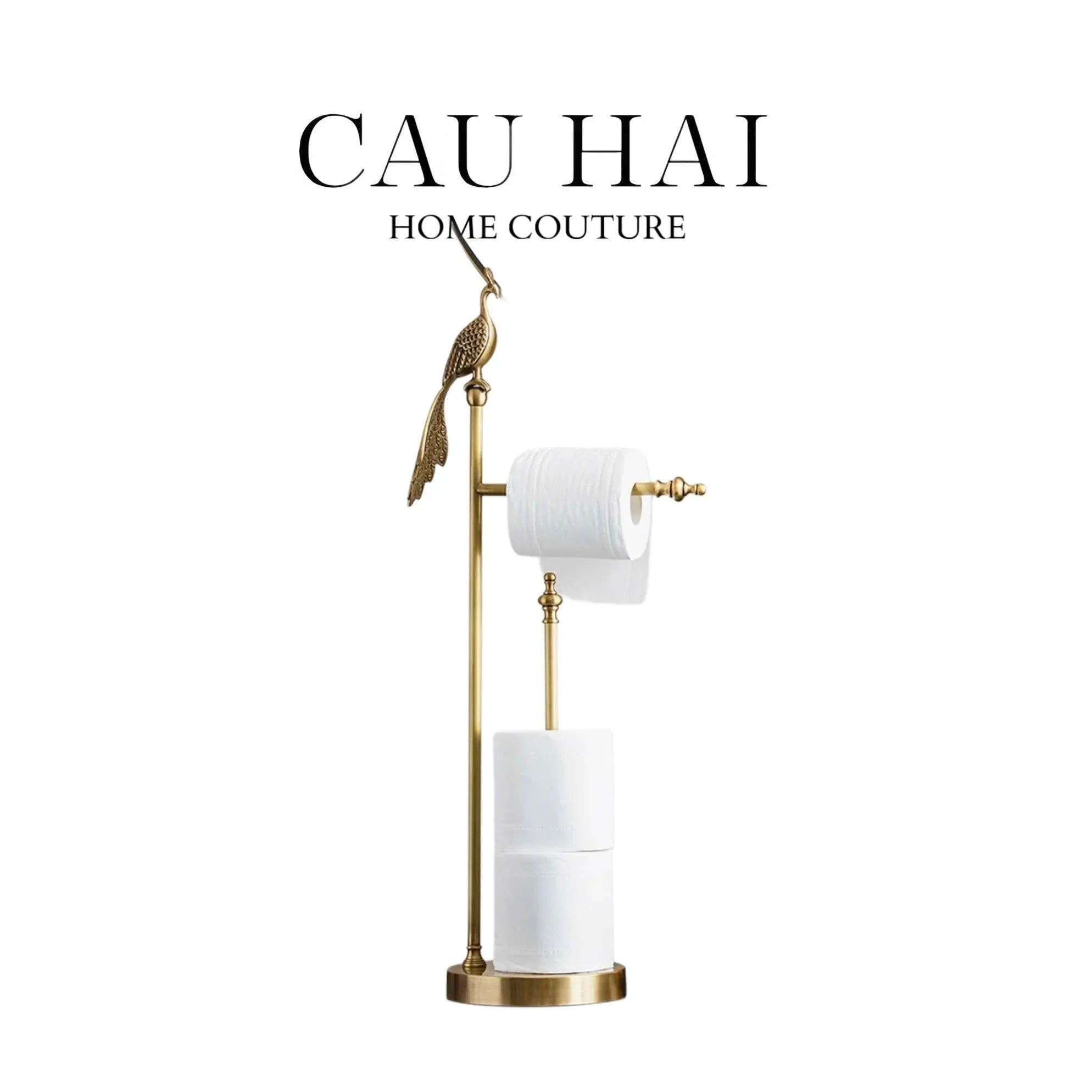 Maison Couture - Tượng Giá Treo Khăn Khổng Tước Bằng Đồng Royale Paon Bathroom Vanity 16x67-TƯỢNG TRANG TRÍ-CẬU HAI HOME DECOR