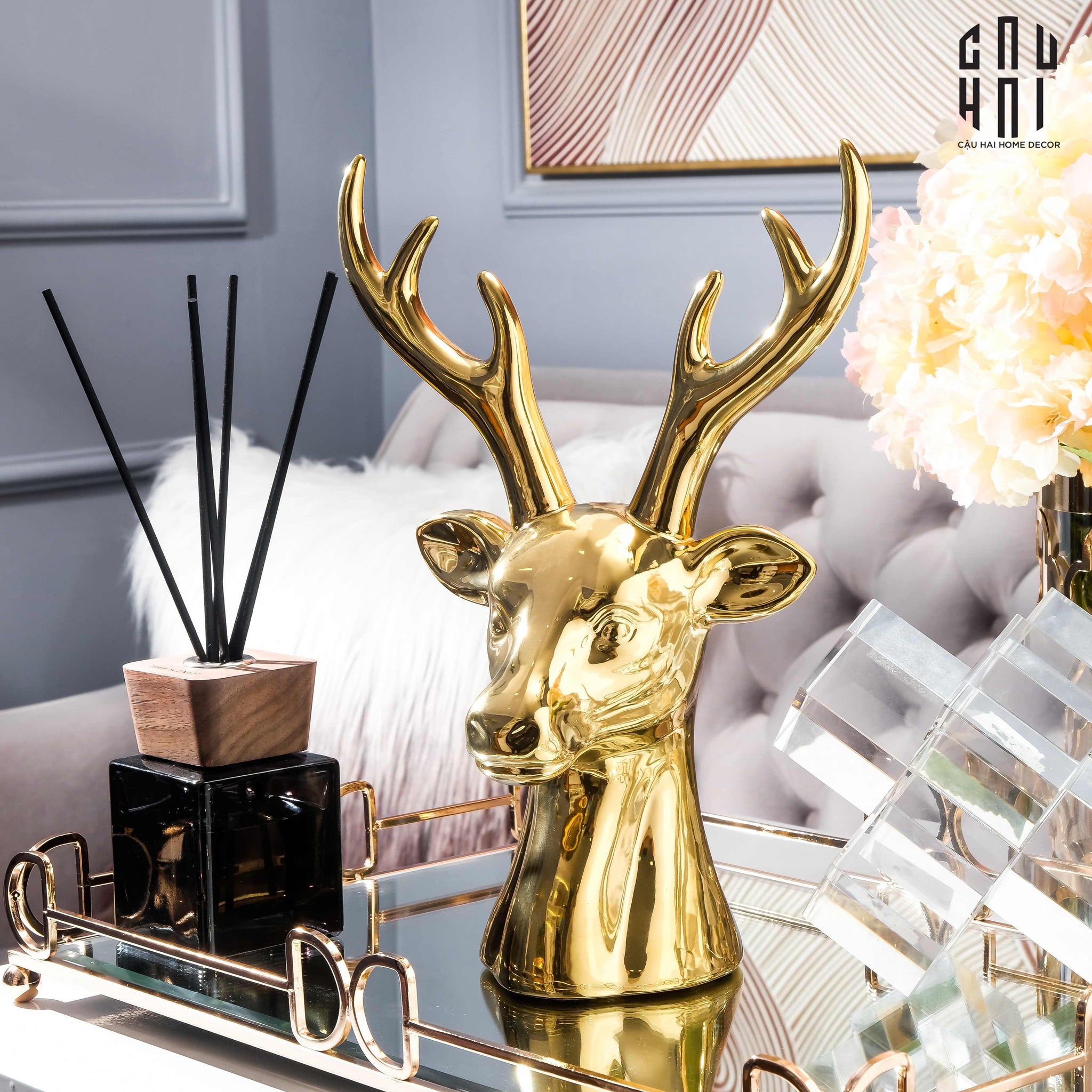 Maison Couture - Tượng Gilded Reindeer Fw25-TƯỢNG TRANG TRÍ-CẬU HAI HOME DECOR