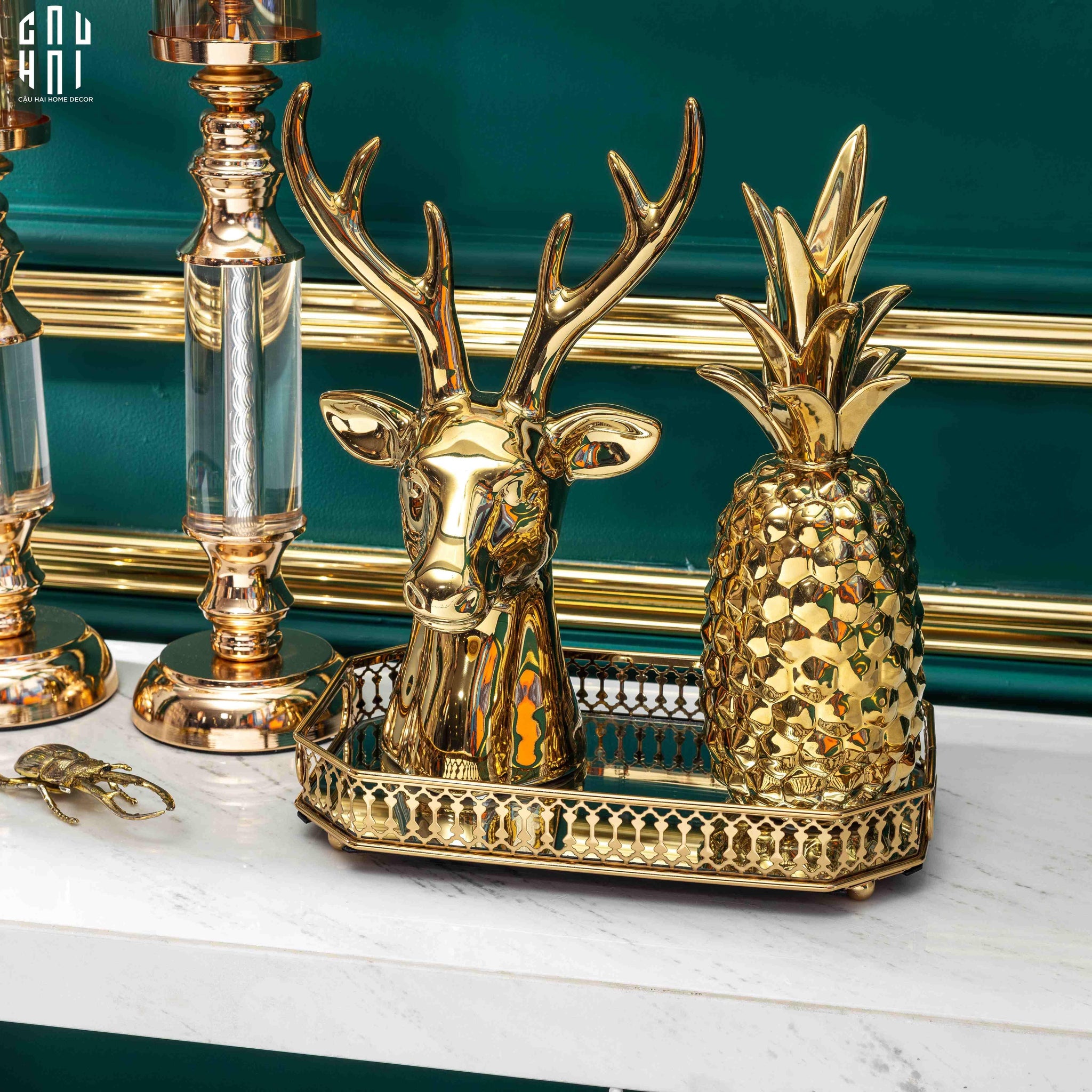 Maison Couture - Tượng Gilded Reindeer Fw25-TƯỢNG TRANG TRÍ-CẬU HAI HOME DECOR