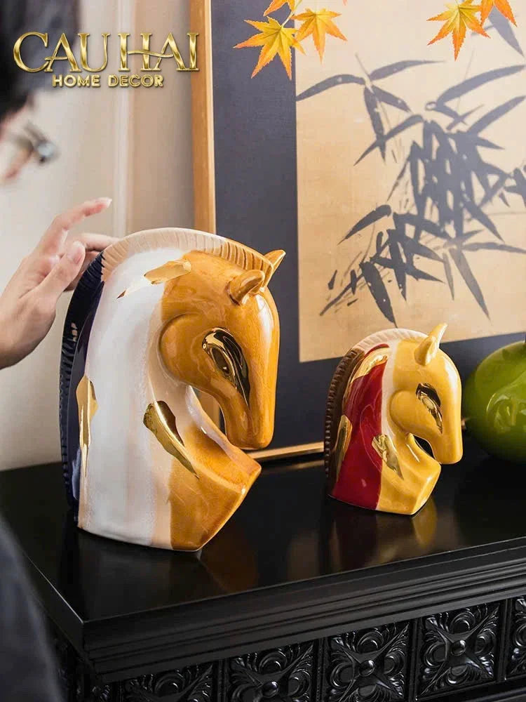 Maison Couture - Tượng Gốm Đầu Ngựa Equine Silhouette Sculpture Layered Painting Glazing H18/H28-TƯỢNG TRANG TRÍ-CẬU HAI HOME DECOR