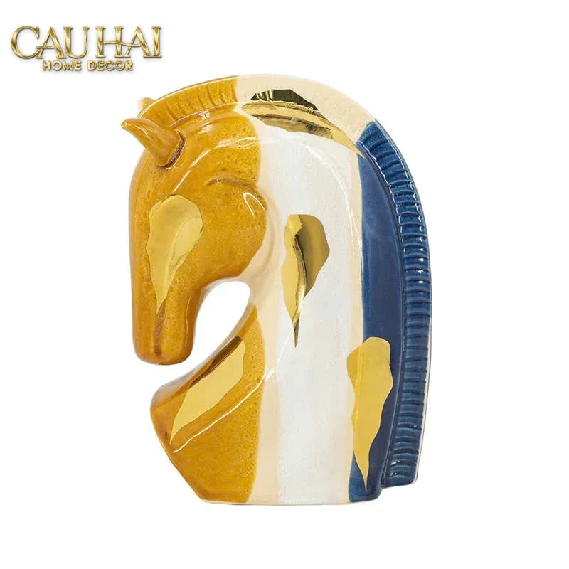 Maison Couture - Tượng Gốm Đầu Ngựa Equine Silhouette Sculpture Layered Painting Glazing H18/H28-CẬU HAI HOME DECOR