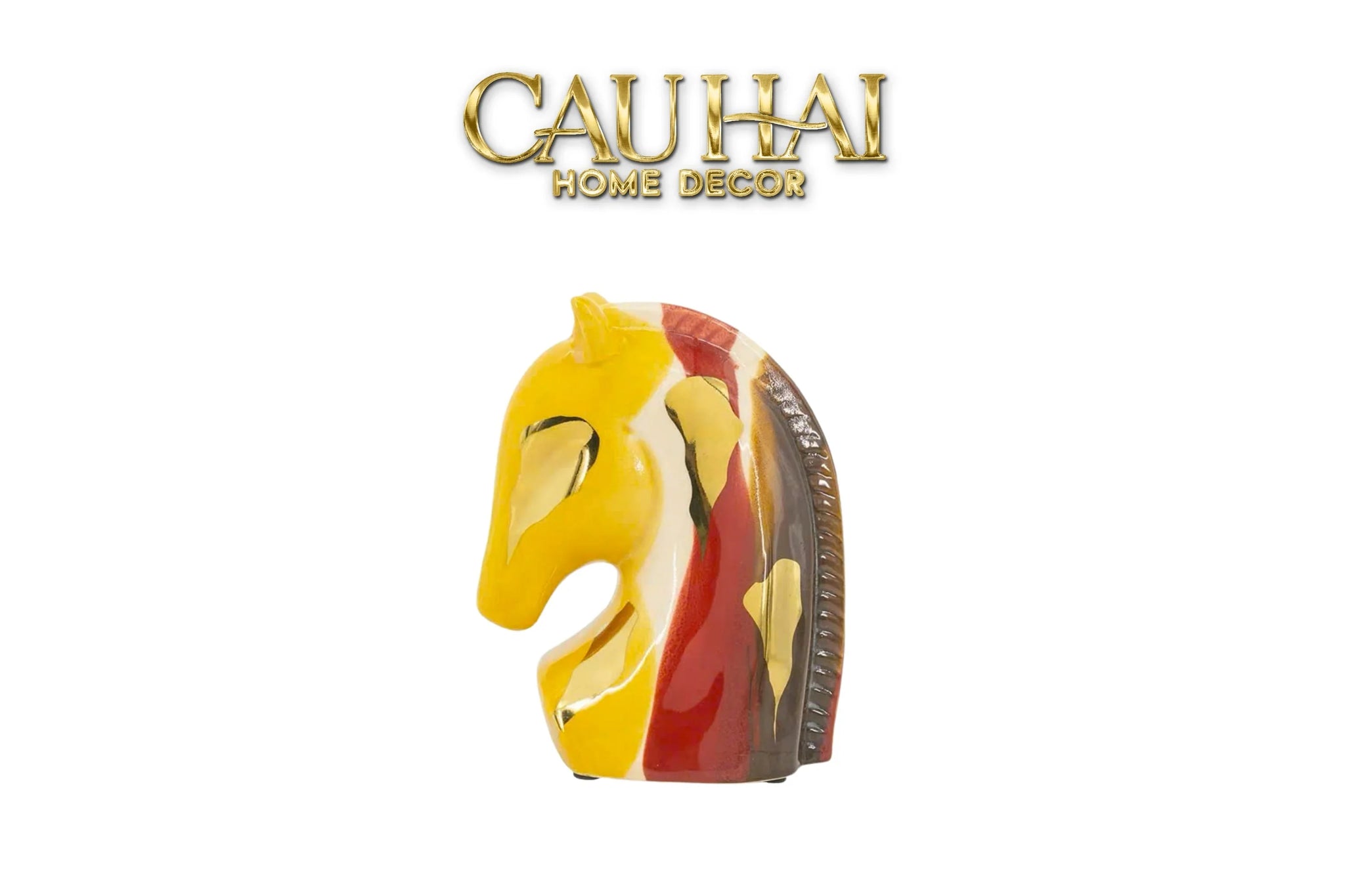 Maison Couture - Tượng Gốm Đầu Ngựa Equine Silhouette Sculpture Layered Painting Glazing H18/H28-CẬU HAI HOME DECOR