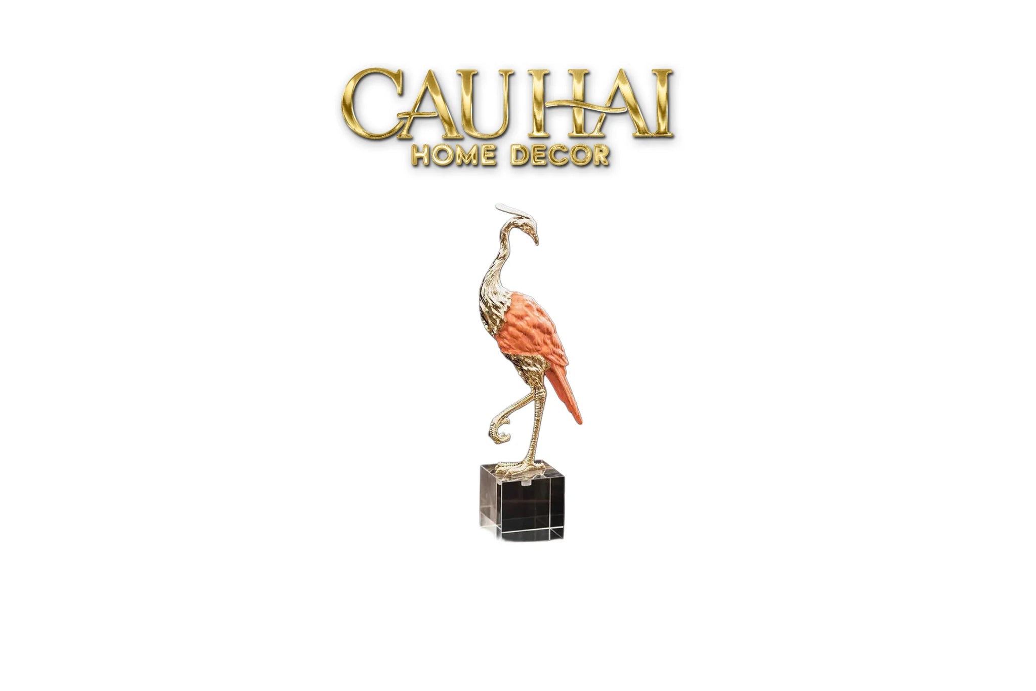 Maison Couture - Tượng Hồng Hạc Bằng Đồng Đế Pha Lê - Brasson Crane Critalleries Sculptures 13x41-TƯỢNG TRANG TRÍ-CẬU HAI HOME DECOR