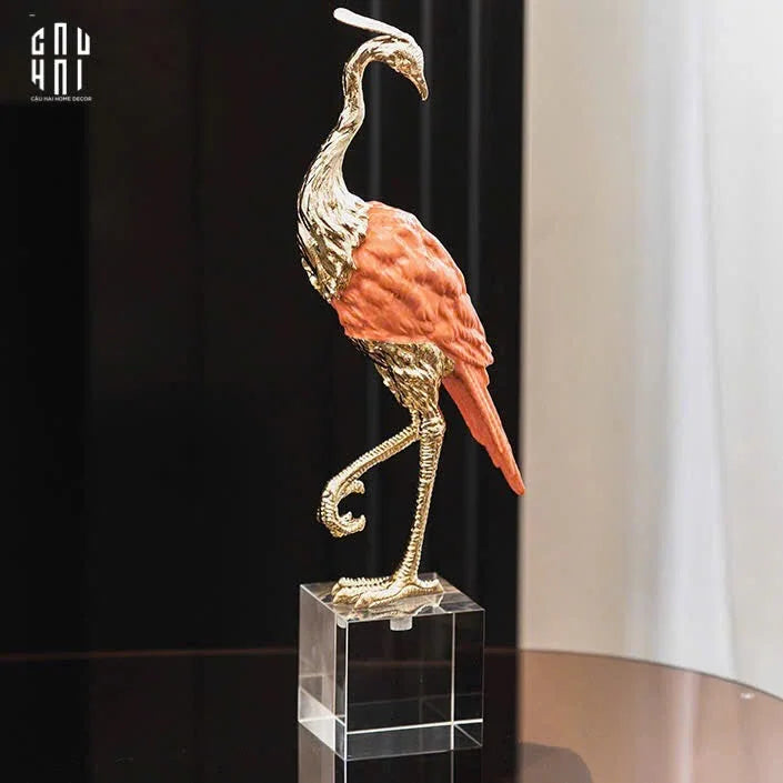 Maison Couture - Tượng Hồng Hạc Bằng Đồng Đế Pha Lê - Brasson Crane Critalleries Sculptures 13x41-TƯỢNG TRANG TRÍ-CẬU HAI HOME DECOR
