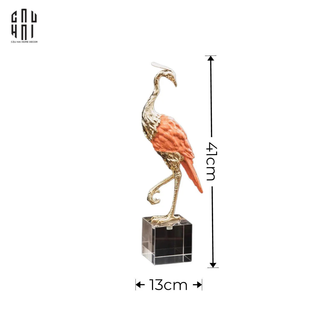 Maison Couture - Tượng Hồng Hạc Bằng Đồng Đế Pha Lê - Brasson Crane Critalleries Sculptures 13x41-TƯỢNG TRANG TRÍ-CẬU HAI HOME DECOR