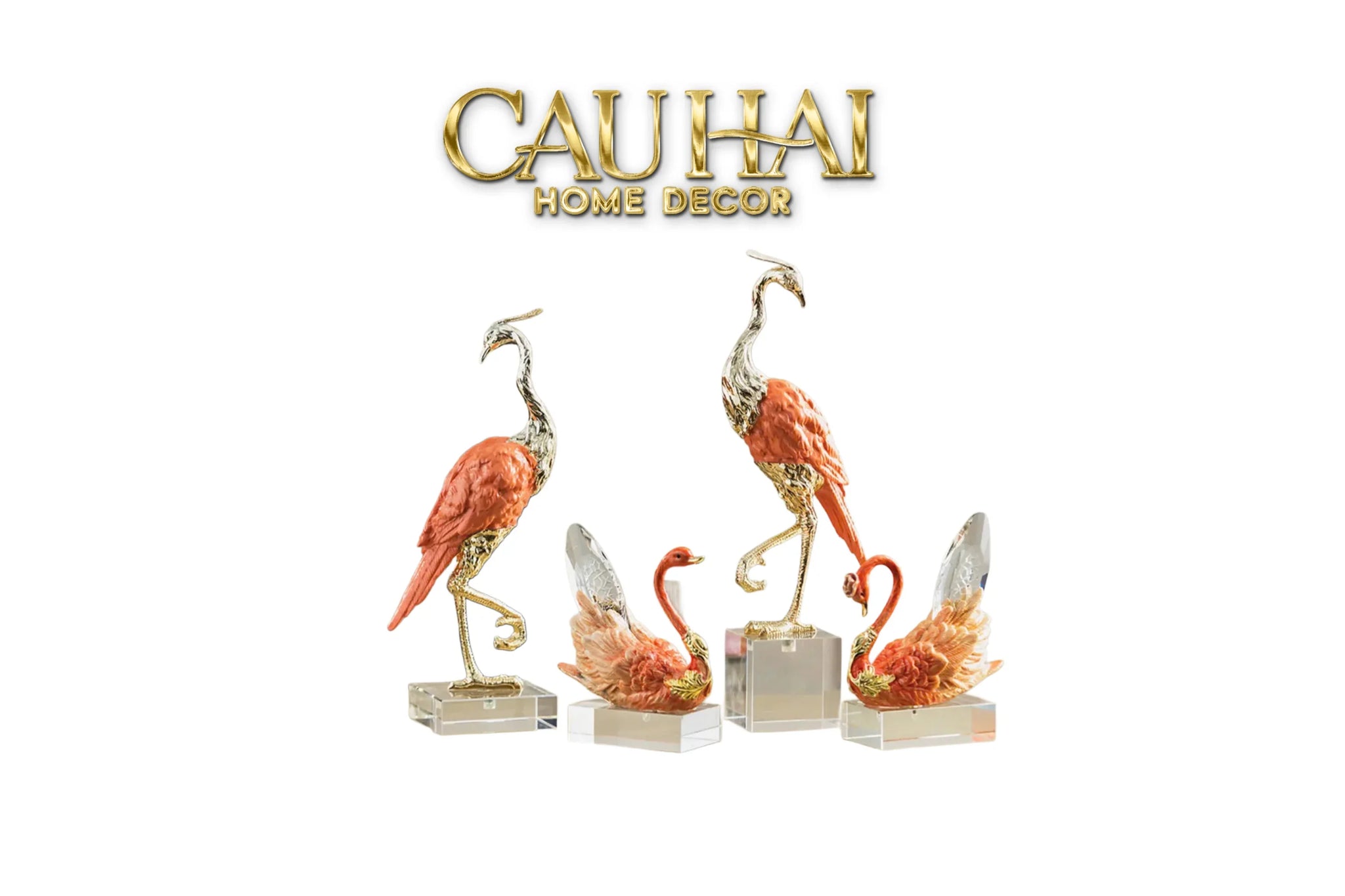 Maison Couture - Tượng Hồng Hạc Bằng Đồng Đế Pha Lê - Brasson Crane Critalleries Sculptures 13x41-TƯỢNG TRANG TRÍ-CẬU HAI HOME DECOR