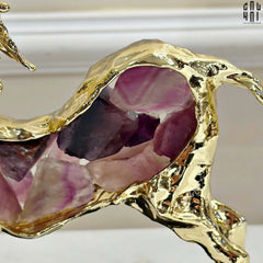 Maison Couture - Tượng Hươu Chạy Bằng Đồng Đá Thạch Anh Tím Amethyst Bolting Elk 42.5x34-TƯỢNG TRANG TRÍ-CẬU HAI HOME DECOR