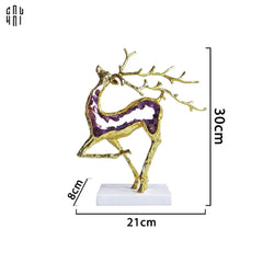 Maison Couture - Tượng Hươu Đồng Brasson Amethyst Jewelry Celestial Elk 21x30'-TƯỢNG TRANG TRÍ-CẬU HAI HOME DECOR