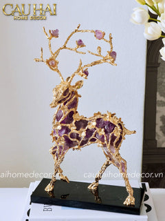 Maison Couture - Tượng Hươu Đồng Đá Thạch Anh Tím Sentinel Prima Gemstones Antler - H44x26-TƯỢNG TRANG TRÍ-CẬU HAI HOME DECOR