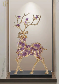 Maison Couture - Tượng Hươu Đồng Đá Thạch Anh Tím Sentinel Prima Gemstones Antler - H44x26-TƯỢNG TRANG TRÍ-CẬU HAI HOME DECOR
