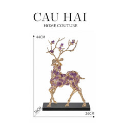 Maison Couture - Tượng Hươu Đồng Đá Thạch Anh Tím Sentinel Prima Gemstones Antler - H44x26-TƯỢNG TRANG TRÍ-CẬU HAI HOME DECOR