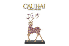 Maison Couture - Tượng Hươu Đồng Đá Thạch Anh Tím Sentinel Prima Gemstones Antler - H44x26-TƯỢNG TRANG TRÍ-CẬU HAI HOME DECOR