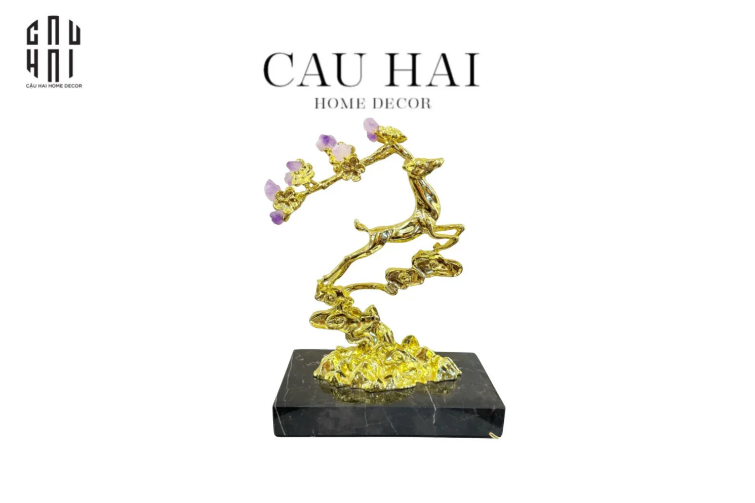 Maison Couture - Tượng Hươu Golden Elk Of Fortune Amethyst-TƯỢNG TRANG TRÍ-CẬU HAI HOME DECOR