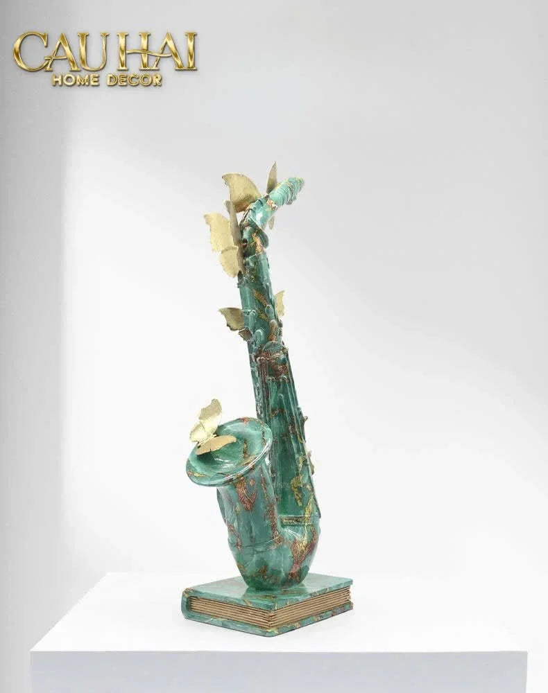 Maison Couture - Tượng Kèn Saxo Verdigris Wings Serenade H43-TƯỢNG TRANG TRÍ-CẬU HAI HOME DECOR