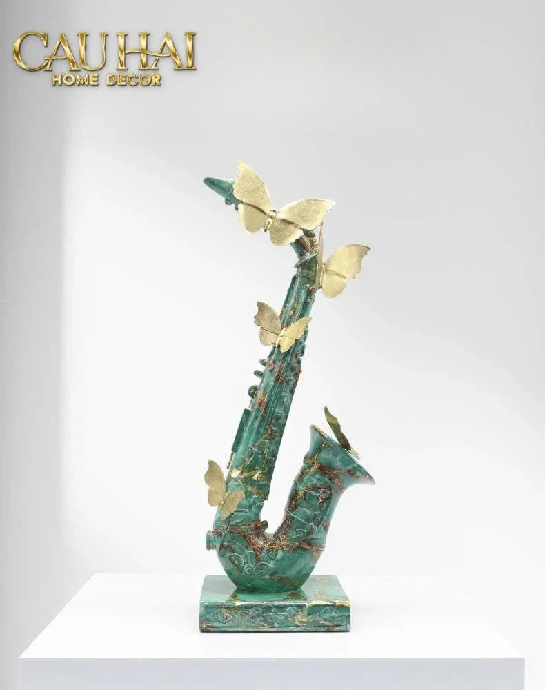 Maison Couture - Tượng Kèn Saxo Verdigris Wings Serenade H43-TƯỢNG TRANG TRÍ-CẬU HAI HOME DECOR