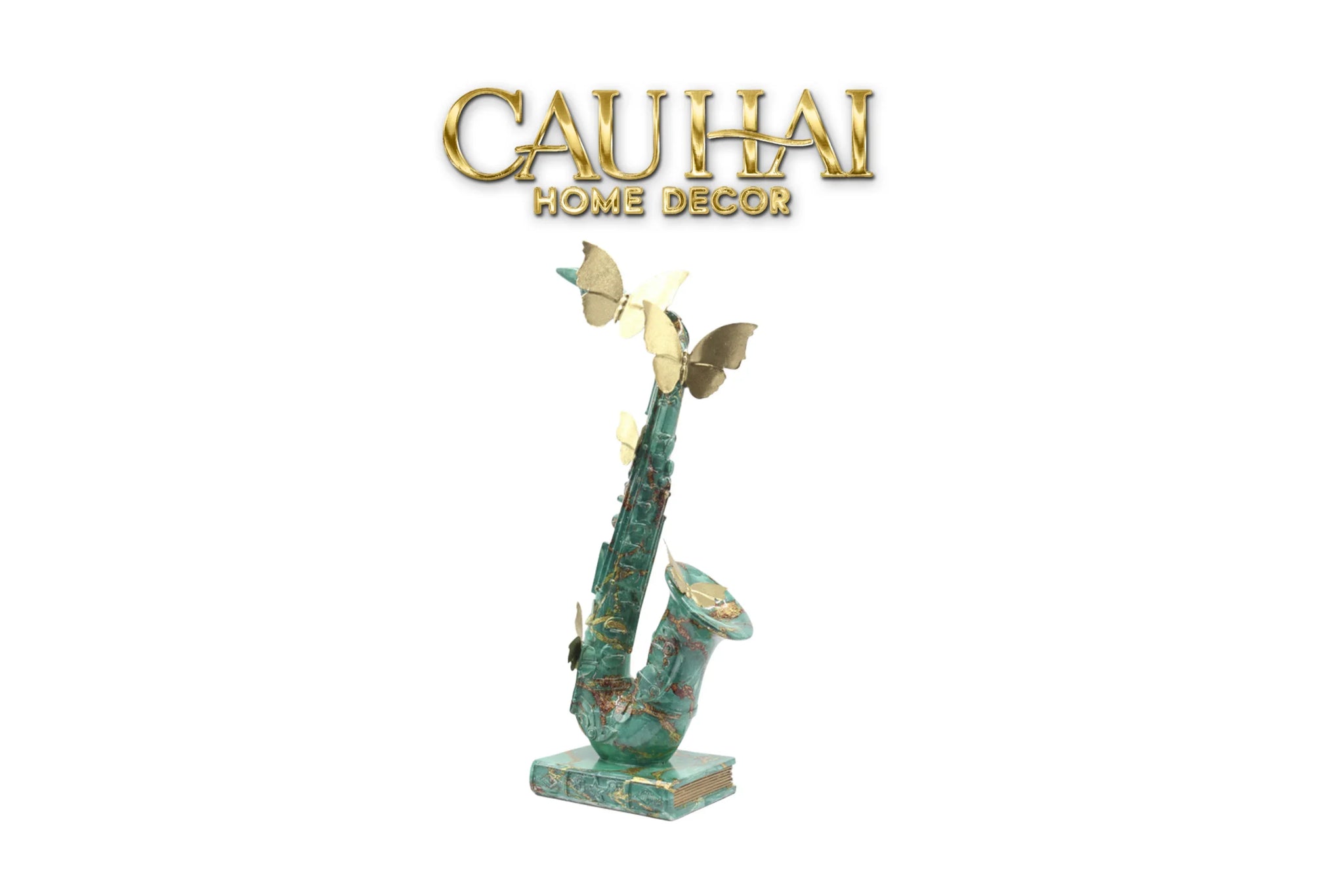 Maison Couture - Tượng Kèn Saxo Verdigris Wings Serenade H43-TƯỢNG TRANG TRÍ-CẬU HAI HOME DECOR