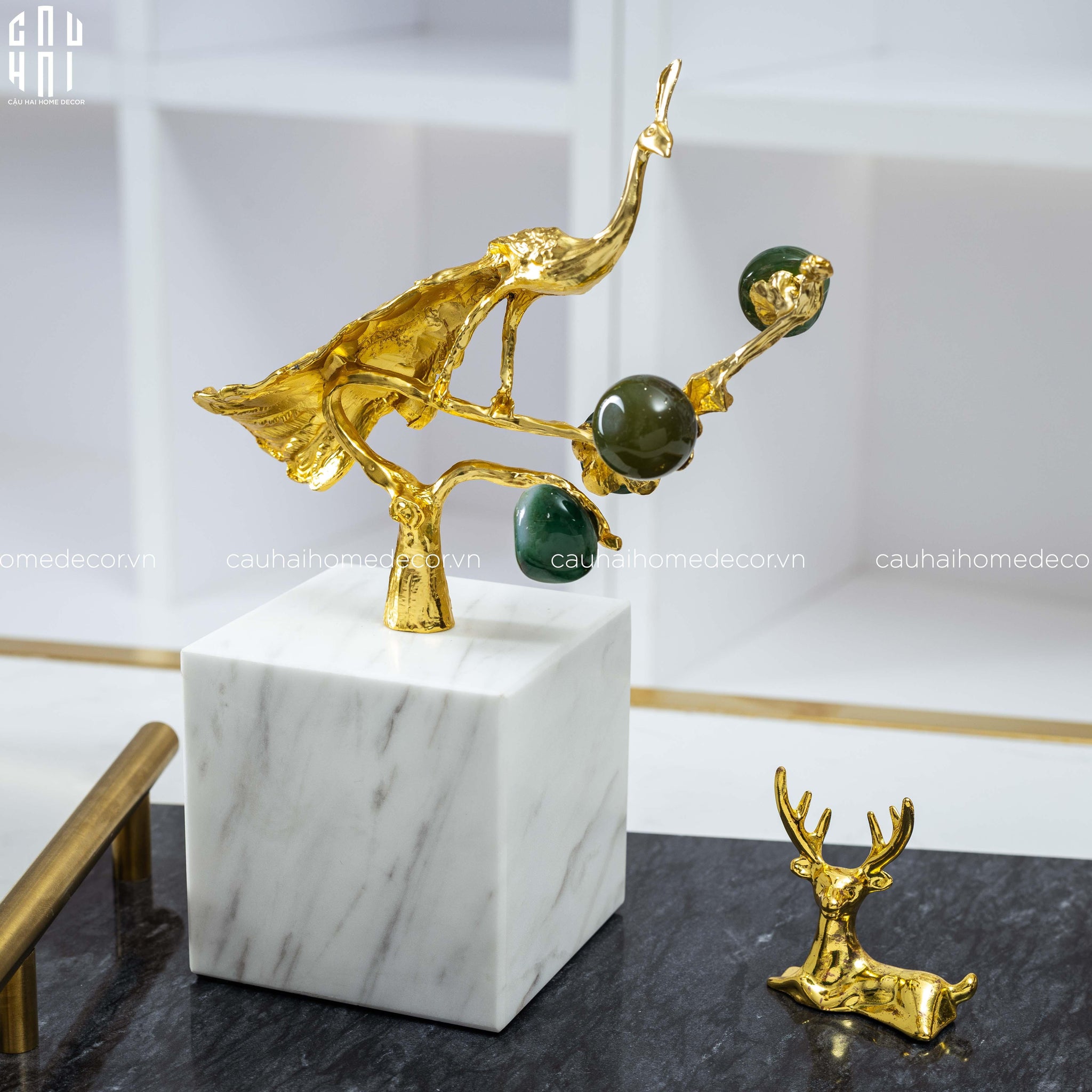 Maison Couture - Tượng Khổng Kim Tước Le Paon D'Or De L'Empereur 15x21-CẬU HAI HOME DECOR