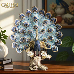 Maison Couture - Tượng Khổng Tước Paon Céleste Bleu Ciel - Empress Fan H33-TƯỢNG TRANG TRÍ-CẬU HAI HOME DECOR
