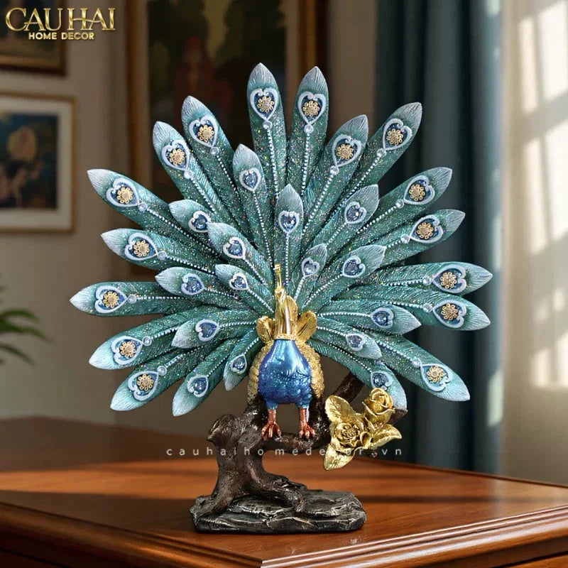 Maison Couture - Tượng Khổng Tước Royal Paon Plumage - Empress Fan 29x31 cm-TƯỢNG TRANG TRÍ-CẬU HAI HOME DECOR