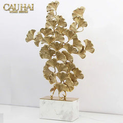 Maison Couture - Tượng Lá Ngân Hạnh Bằng Đồng - Đá Thạch Anh Tím Grandeur Brasson Ginkgo Amethyst 35x60-TƯỢNG TRANG TRÍ-CẬU HAI HOME DECOR