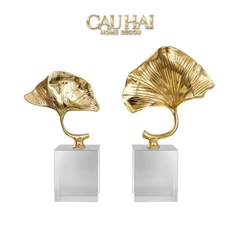 Maison Couture - Tượng Lá Ngân Hạnh Crystal Brasson Ginkgo H25-TƯỢNG TRANG TRÍ-CẬU HAI HOME DECOR
