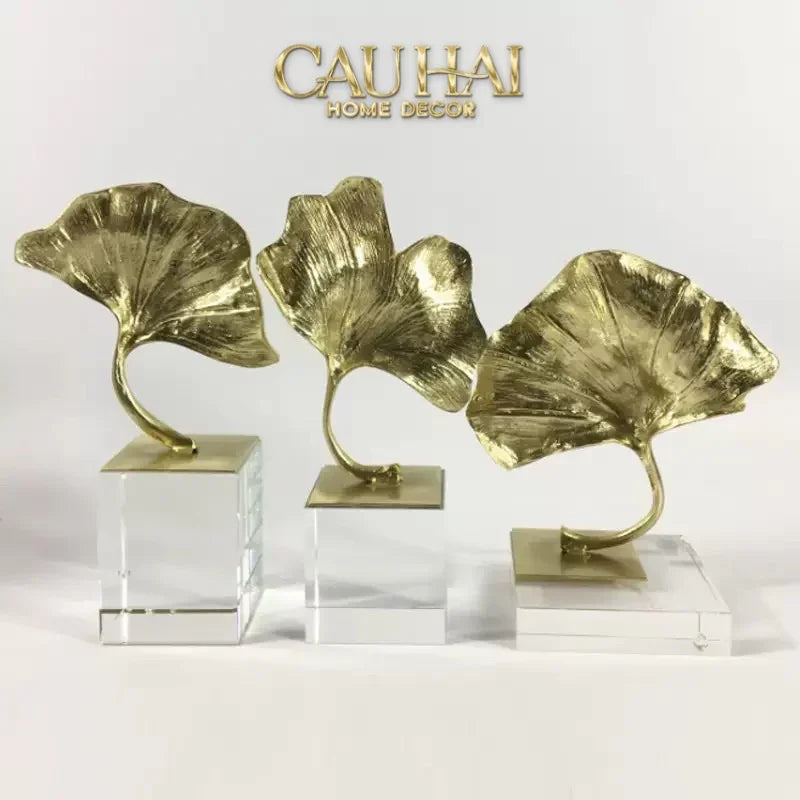 Maison Couture - Tượng Lá Ngân Hạnh Crystal Brasson Ginkgo H25-TƯỢNG TRANG TRÍ-CẬU HAI HOME DECOR