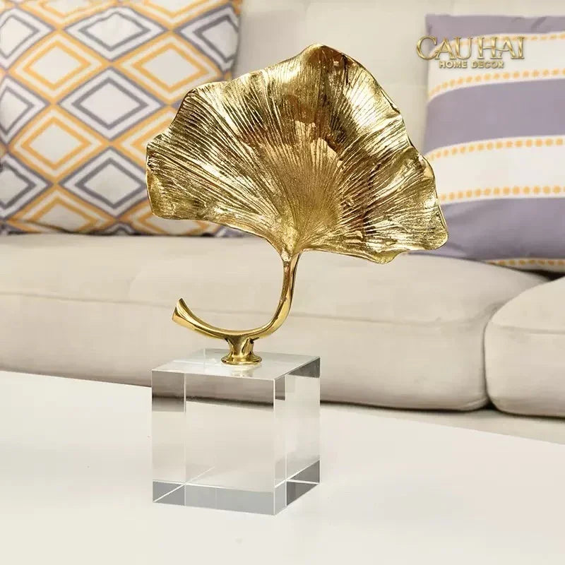 Maison Couture - Tượng Lá Ngân Hạnh Crystal Brasson Ginkgo H25-TƯỢNG TRANG TRÍ-CẬU HAI HOME DECOR
