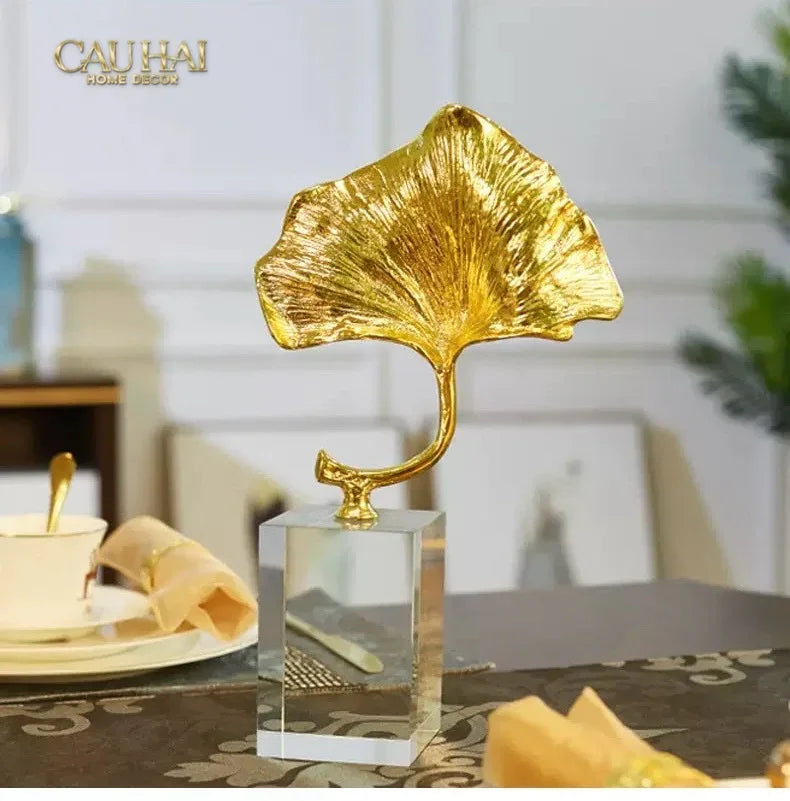 Maison Couture - Tượng Lá Ngân Hạnh Crystal Brasson Ginkgo H25-TƯỢNG TRANG TRÍ-CẬU HAI HOME DECOR