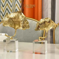Maison Couture - Tượng Lá Ngân Hạnh Crystal Brasson Ginkgo H25-TƯỢNG TRANG TRÍ-CẬU HAI HOME DECOR