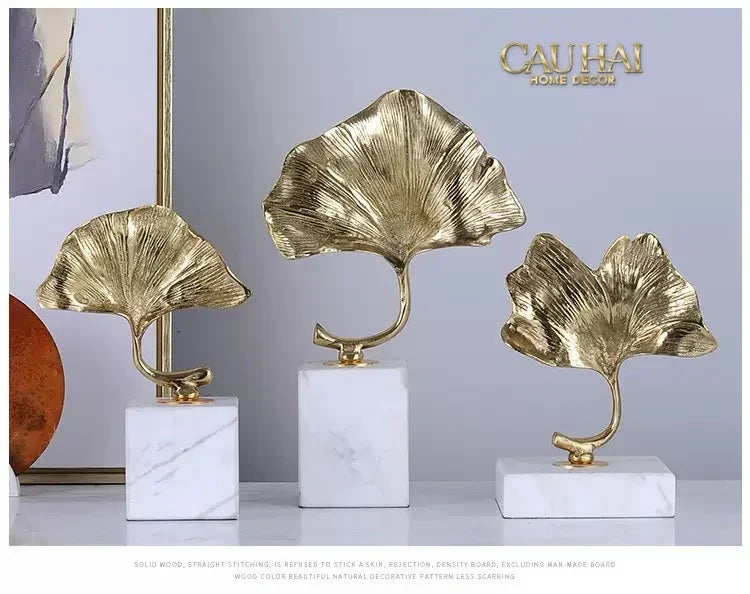 Maison Couture - Tượng Lá Ngân Hạnh Crystal Brasson Ginkgo H25-TƯỢNG TRANG TRÍ-CẬU HAI HOME DECOR
