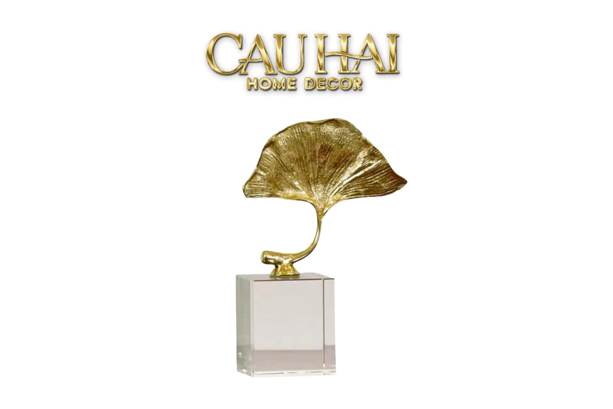 Maison Couture - Tượng Lá Ngân Hạnh Crystal Brasson Ginkgo H25-TƯỢNG TRANG TRÍ-CẬU HAI HOME DECOR