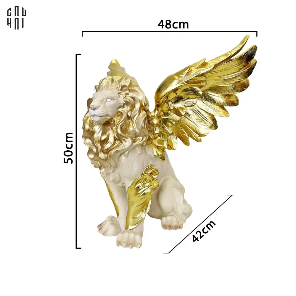 Maison Couture - Tượng Majestic Golden Lion - Gold Dust 50Cm-TƯỢNG TRANG TRÍ-CẬU HAI HOME DECOR